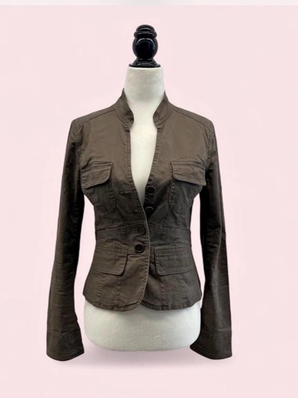 Y2K Utility Fitted H&M Jacket Taupe Brown